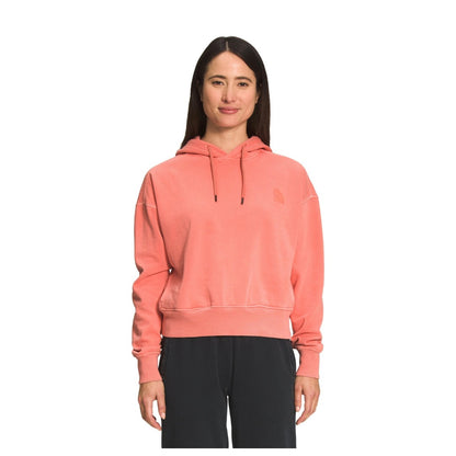 The North Face Women’s Garment Dye Hoodie with soft fleece fabric, pullover design, kangaroo pocket, and relaxed everyday fit.