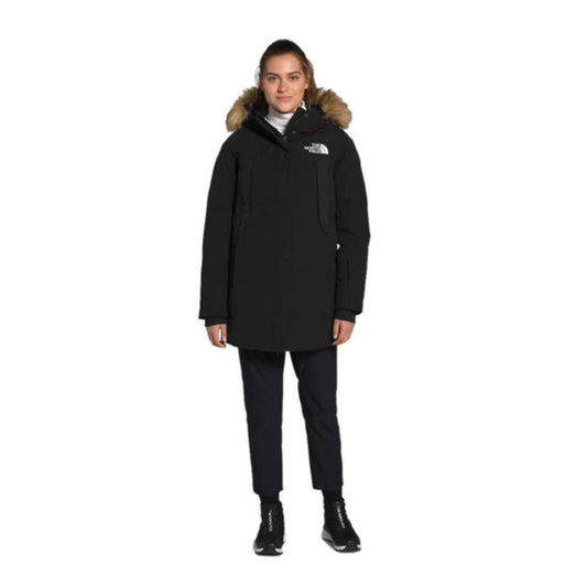 The North Face Women’s New Outerboroughs Parka long insulated winter coat with hood, faux-fur trim, and multiple zip pockets for cold-weather protection.