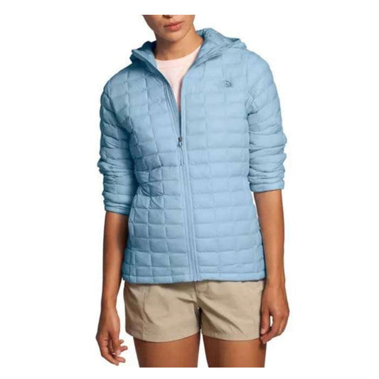 The North Face Women’s ThermoBall Eco Hoodie with lightweight insulation, hooded design, and packable warmth for cold-weather wear.