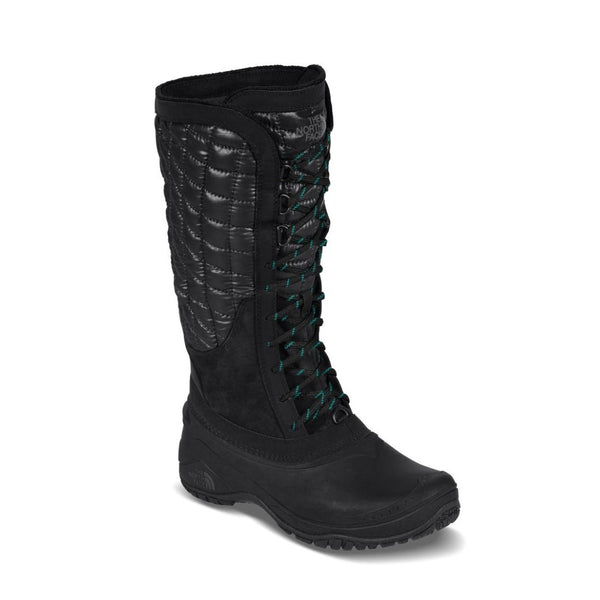 Insulated winter boot featuring a water-resistant synthetic textile upper, ThermoBall™ insulation, secure lace-up closure, padded collar, cushioned footbed, and durable rubber outsole with rugged tread for cold-weather activities