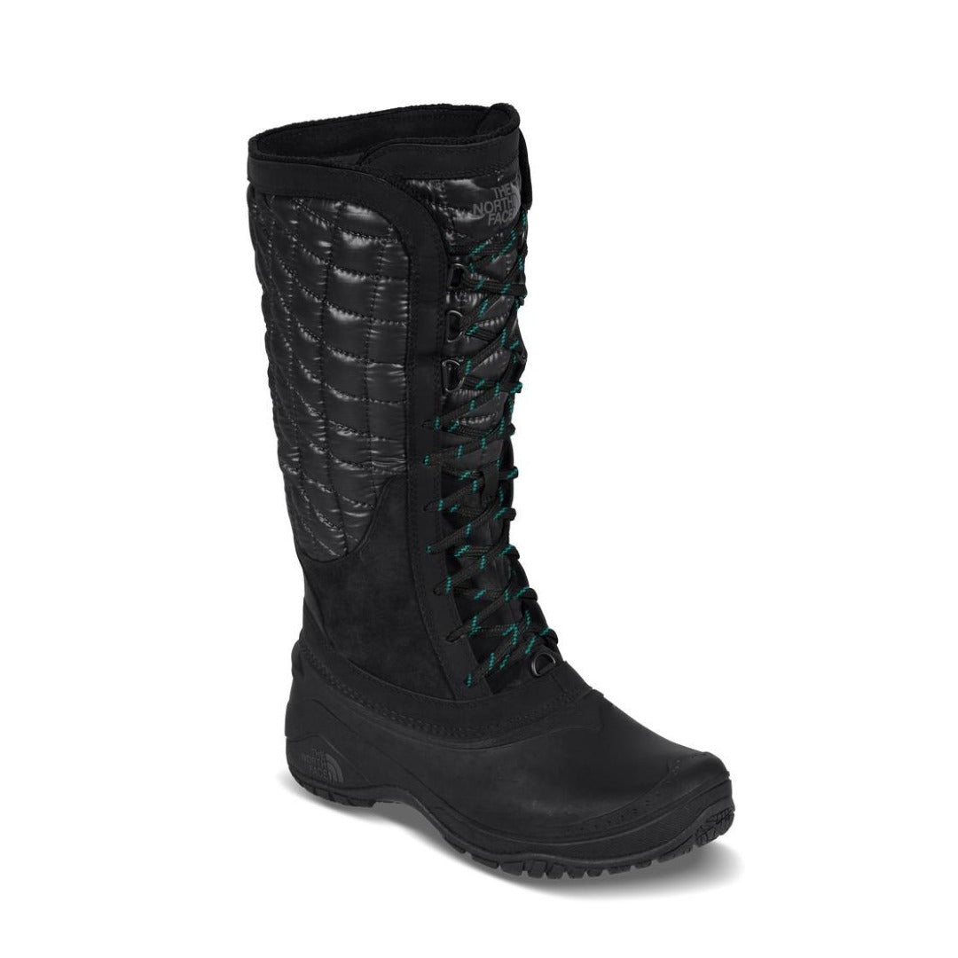 Insulated winter boot featuring a water-resistant synthetic textile upper, ThermoBall™ insulation, secure lace-up closure, padded collar, cushioned footbed, and durable rubber outsole with rugged tread for cold-weather activities