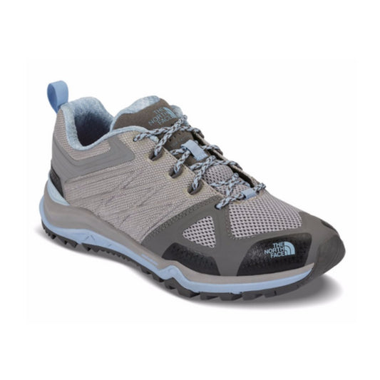 Women’s hiking shoes featuring a breathable mesh and synthetic upper, lace-up closure, reinforced toe cap, cushioned EVA midsole, padded collar, and rugged rubber outsole with aggressive trail lugs for hiking and fastpacking