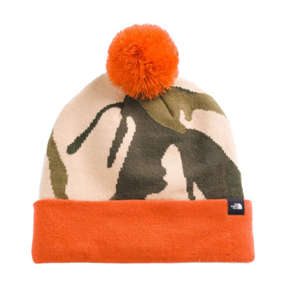 The North Face Youth Ski Tuke Beanie with soft knit fabric, cuffed design, pom detail, and warm winter style for kids.