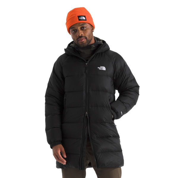 Men’s insulated hooded parka with quilted design, full-zip front, and water-repellent shell for cold-weather protection.