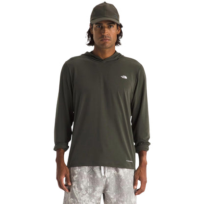 Men wearing a lightweight hooded sun shirt designed for outdoor activities, offering breathable comfort and UV protection.