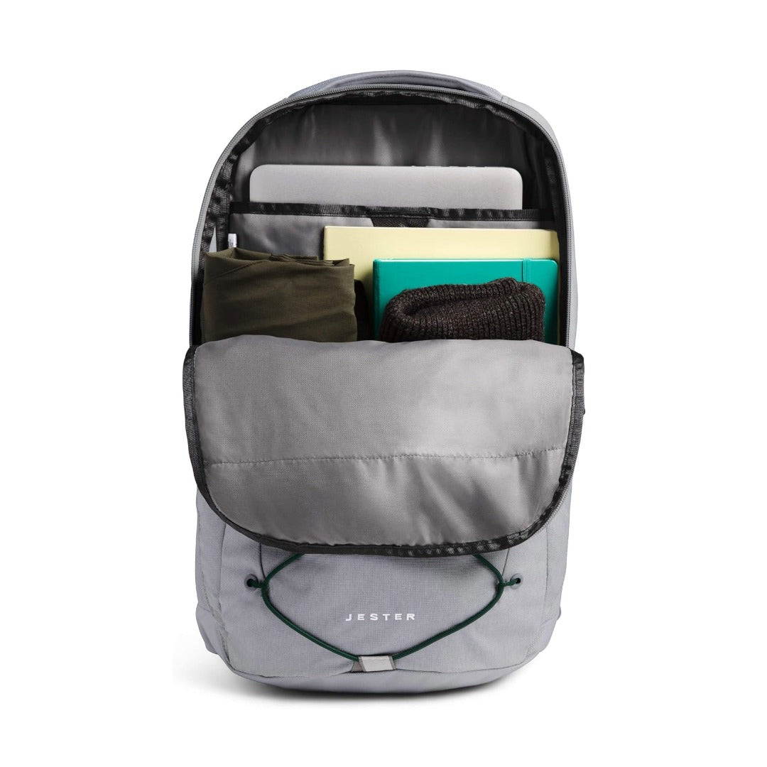 The North Face Jester Backpack - High-Rise Grey Light Heather/Scarab Green