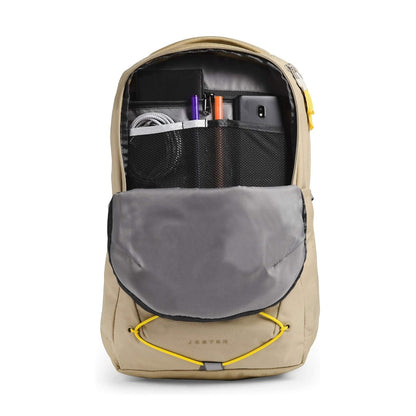 The North Face Women's Jester Backpack - Sternum Strap Hawthorne Khaki/Lightning Yellow