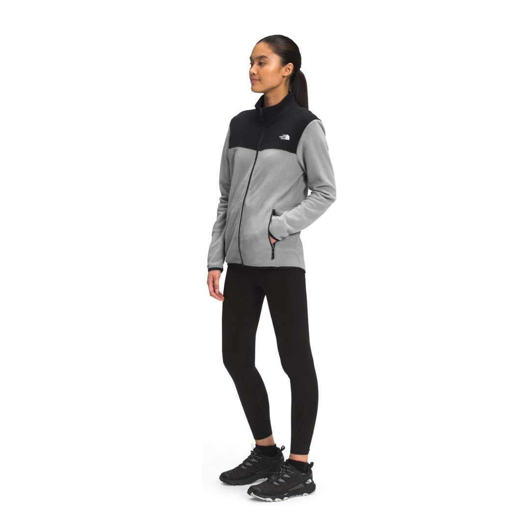 The North Face Women's TKA Glacier Full-Zip Jacket - Mid Grey/TNF Black
