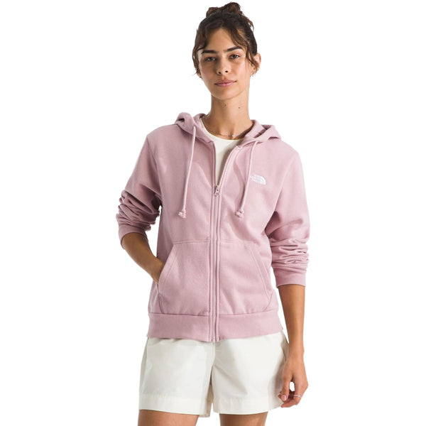 Women wearing a full-zip hooded sweatshirt with front pockets and Simple Dome logo, designed for casual everyday comfort.