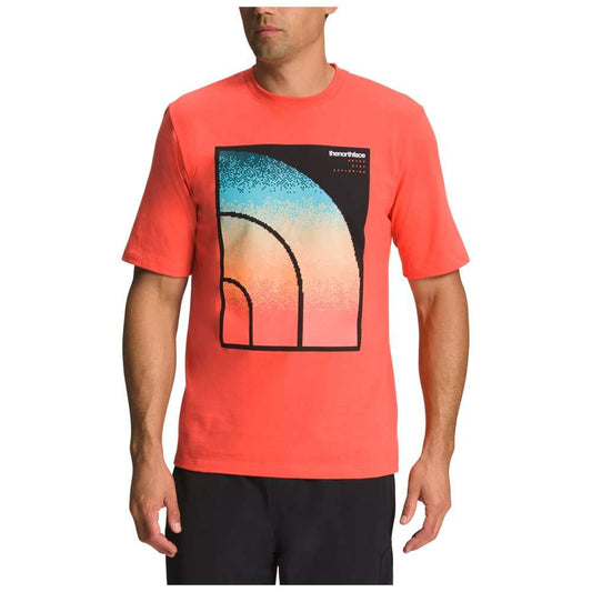The North Face Men’s Short-Sleeve Coordinates Tee featuring soft cotton fabric, ribbed crewneck, and printed coordinates graphic on the front.
