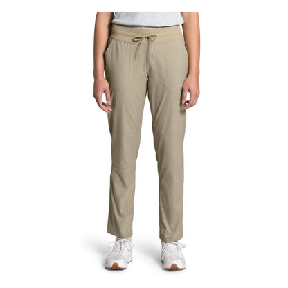 The North Face Women’s Aphrodite Motion Pants featuring lightweight stretch fabric, tapered fit, and elastic waistband for versatile outdoor performance.