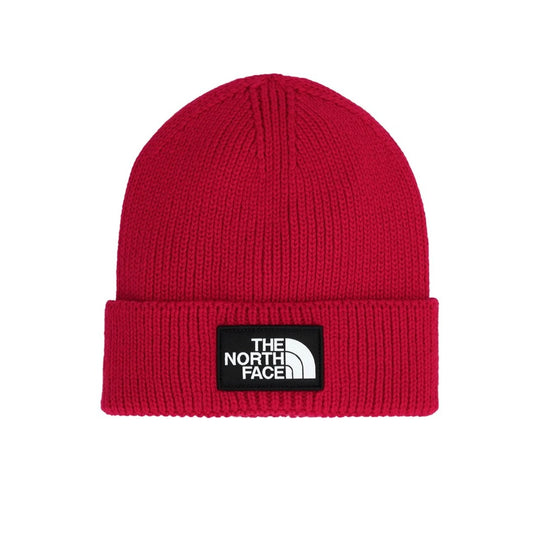 The North Face TNF™ Logo Box Cuffed Beanie in black, featuring a fold-over cuff and front logo patch.