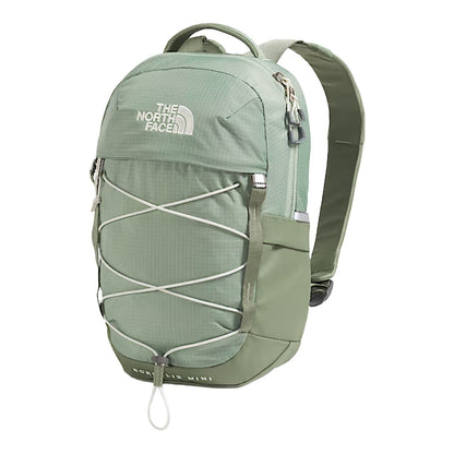 The North Face Borealis Mini Backpack in black with bungee cord detailing and compact, structured silhouette.









