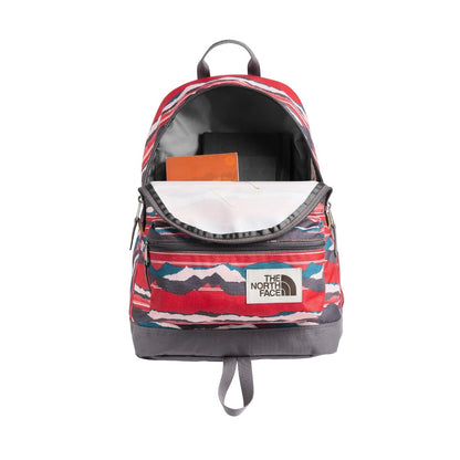 The North Face Mini Berkeley Backpack - Juicy Red Landscape Stripe Print/Rabbit Grey