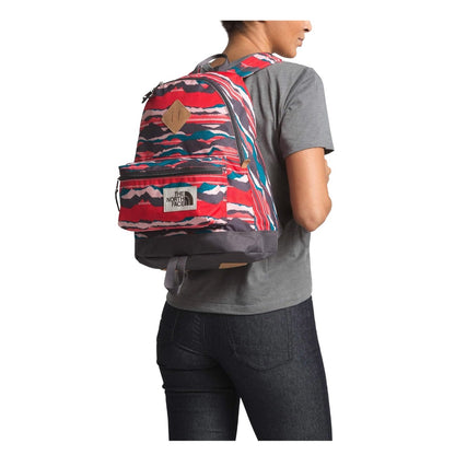 The North Face Mini Berkeley Backpack - Juicy Red Landscape Stripe Print/Rabbit Grey