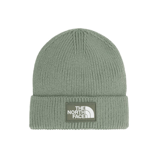 The North Face TNF™ Logo Box Cuffed Beanie in black, featuring a fold-over cuff and front logo patch.