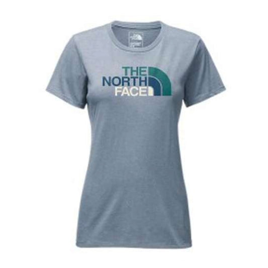 The North Face Women's S/S Half Dome Crew Tee - Dusty-Blue - Coral-Multi