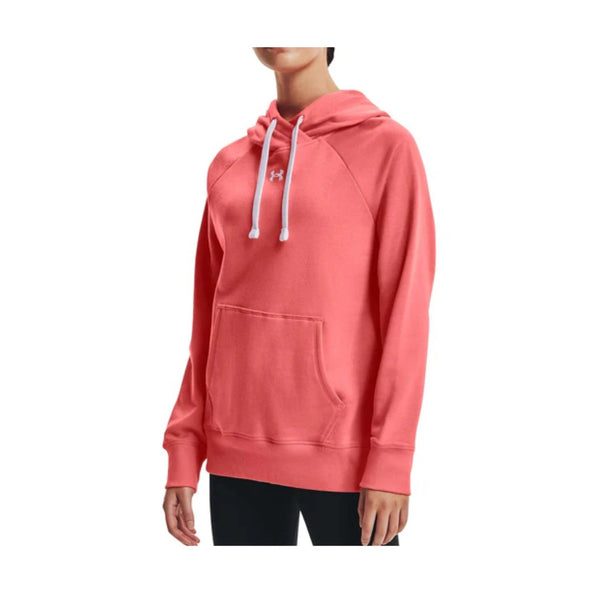 Under Armour Women’s UA Rival Fleece HB Hoodie featuring a soft brushed interior, adjustable hood, and kangaroo pocket.