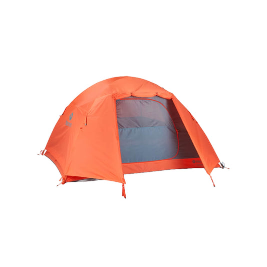 Marmot Catalyst 2-Person Tent in Red Sun/Cascade Blue.