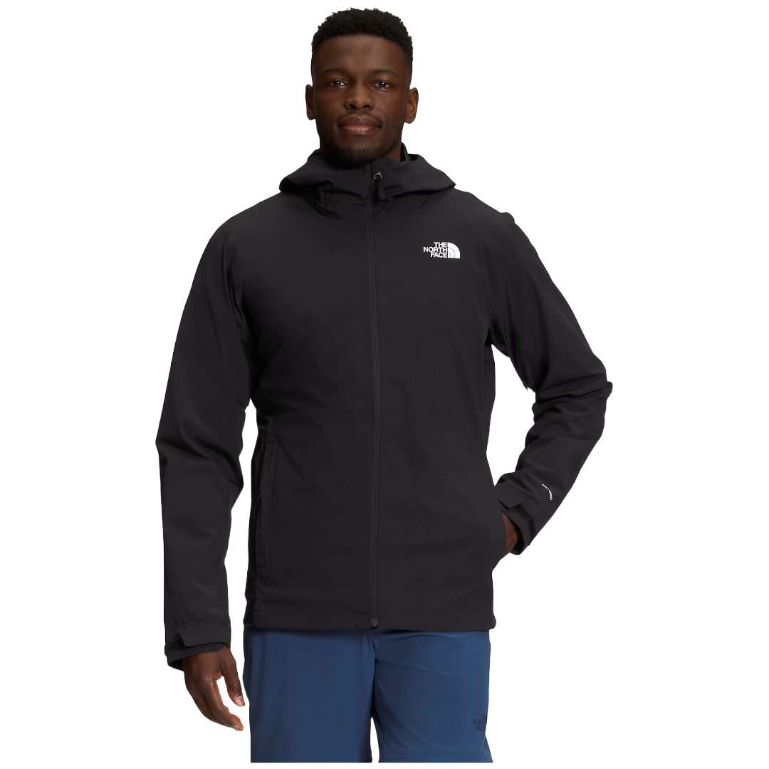 A man wearing The North Face Men’s ThermoBall™ Eco Triclimate® Jacket in TNF Black.