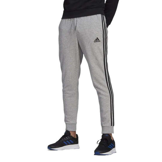 adidas Men's Standard Essentials Fleece Tapered Cuff 3-Stripes Pants