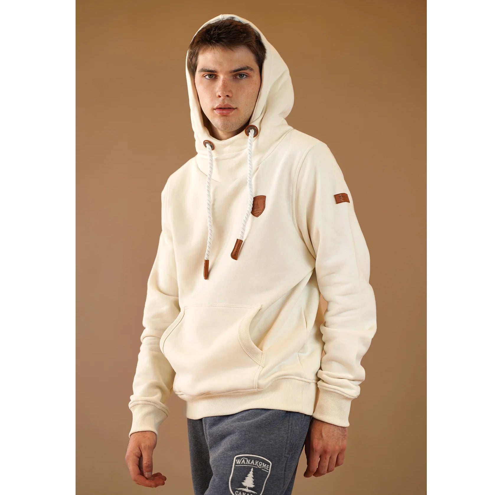 Wanakome Men's Walk On The Wild Side Cascade Hoodie Heather Oatmeal color
