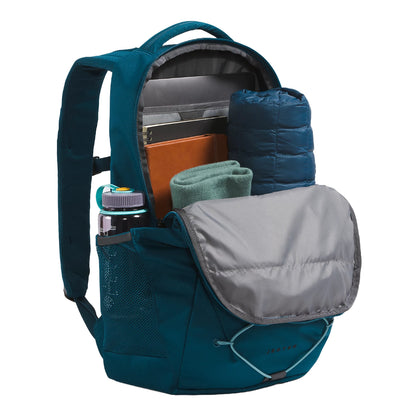 The North Face Jester Backpack featuring a spacious design with multiple compartments and adjustable shoulder straps.