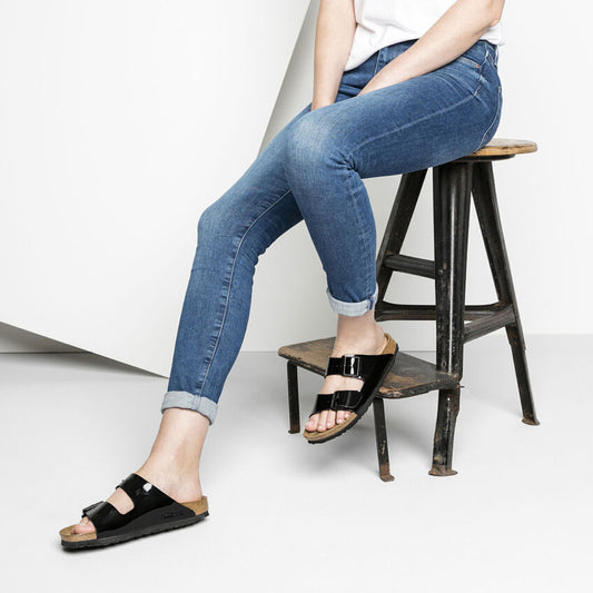 Birkenstock Arizona BS Birko-Flor Patent Sandal, a sleek and stylish option for summer fashion.