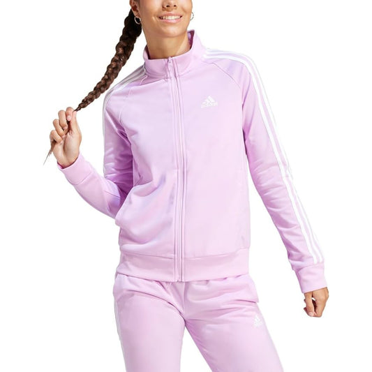 A sleek adidas Women's Warm-Up Tricot Slim 3-Stripes Track Jacket