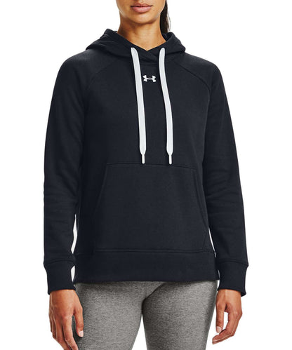 Under Armour Women's UA Rival Fleece HB Hoodie 1356317-001 Black / White
