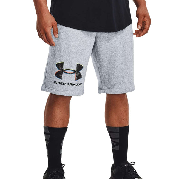 Under Armour Men's UA Rival Fleece Graphic Shorts 1370350-011 Mod Gray Light Heather / Black