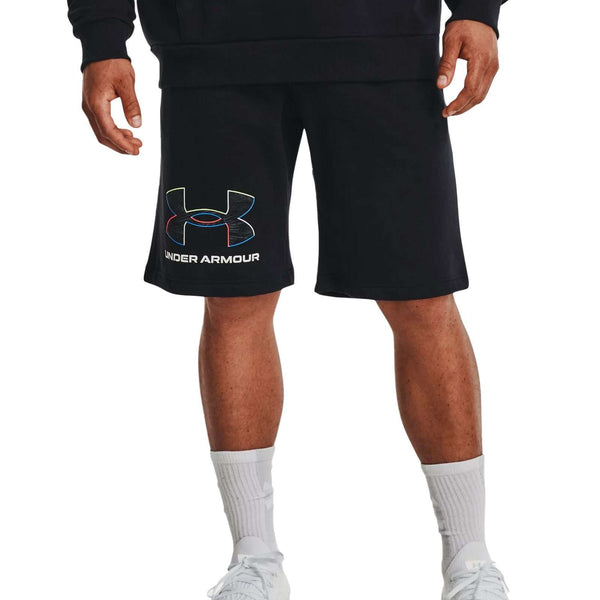 Under Armour Men's UA Rival Fleece Graphic Shorts 1370350-001 Black / White