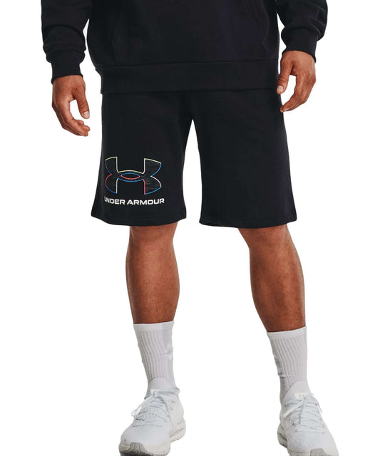 Under Armour Men's UA Rival Fleece Graphic Shorts 1370350-001 Black / White
