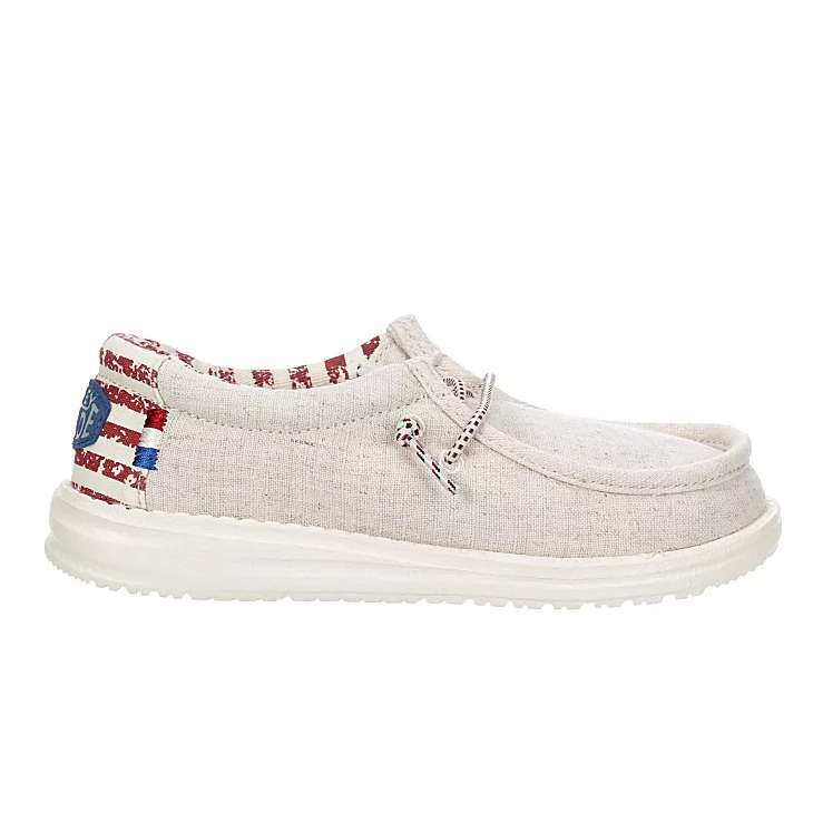 Hey Dude Wally Youth Shoes - Off White Patriotic