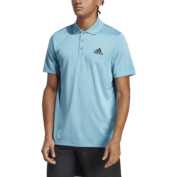 Sleek adidas Men's D2M Polo in wonder blue for versatile athletic style, perfect for workouts and casual wear.