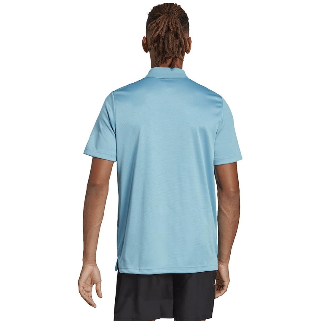 Sleek adidas Men's D2M Polo in wonder blue for versatile athletic style, perfect for workouts and casual wear.