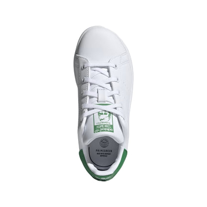 adidas Originals Kid's Stan Smith Sneaker in classic white and green, iconic style for young fashionistas.