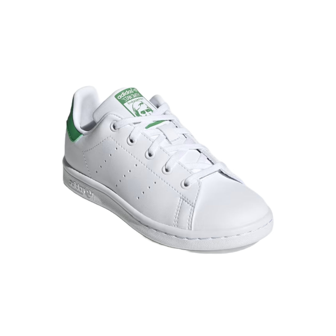 adidas Originals Kid's Stan Smith Sneaker in classic white and green, iconic style for young fashionistas.