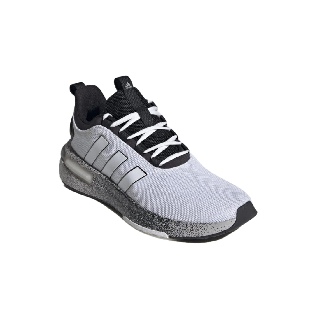 adidas Men's Racer TR23 Shoes in black with white accents, featuring a breathable mesh upper and cushioned sole for all-day comfort.