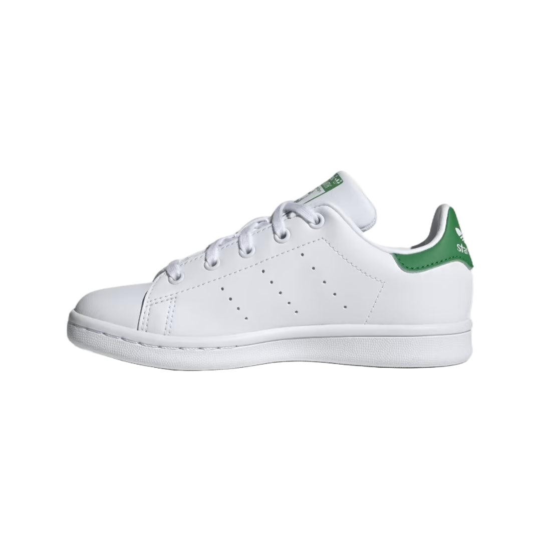 adidas Originals Kid's Stan Smith Sneaker in classic white and green, iconic style for young fashionistas.