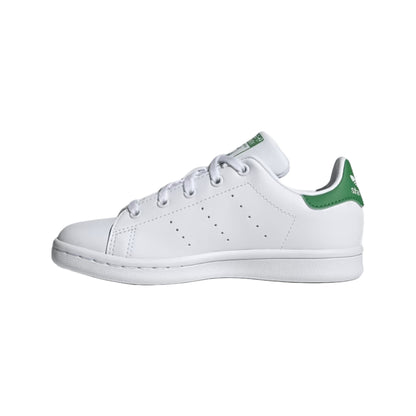 adidas Originals Kid's Stan Smith Sneaker in classic white and green, iconic style for young fashionistas.