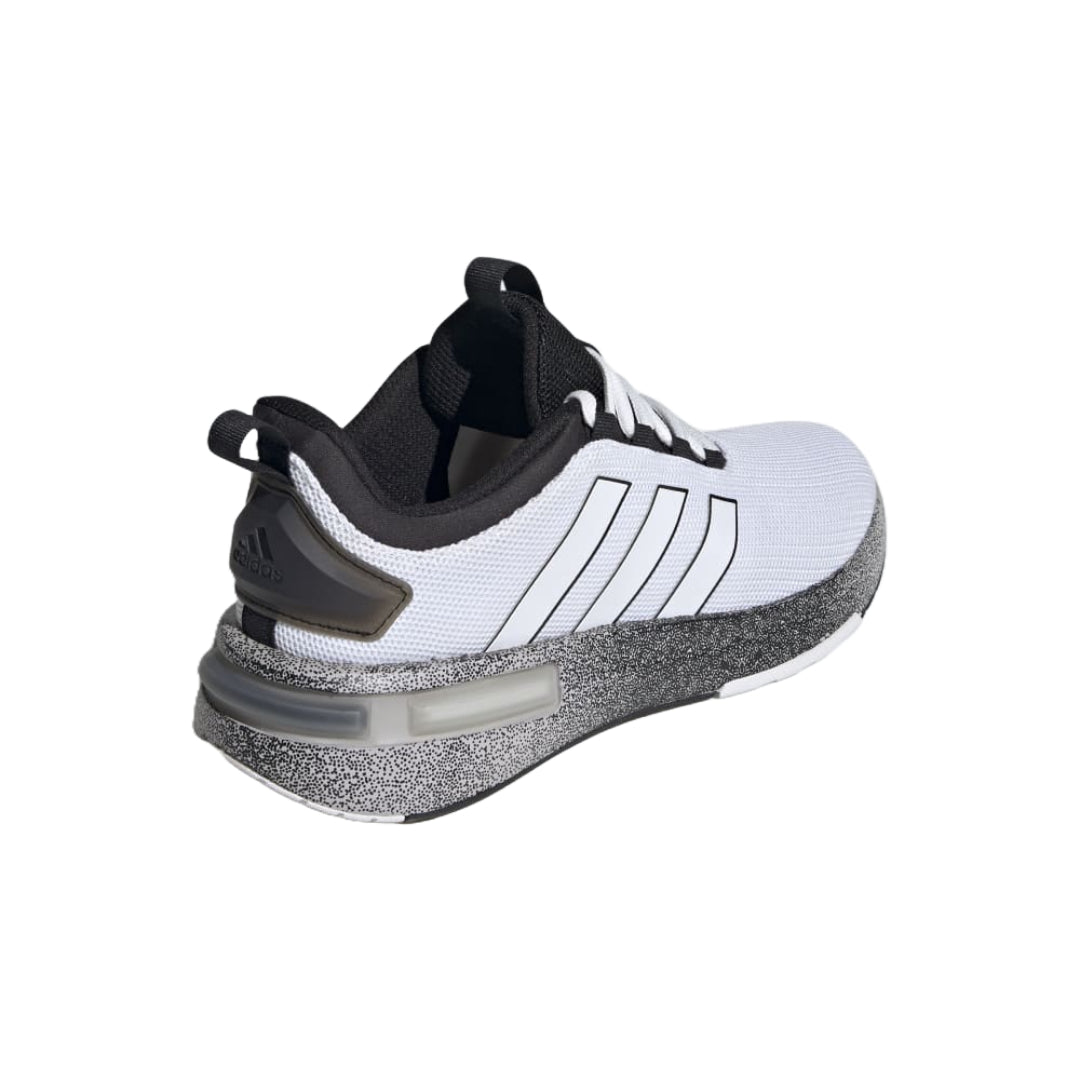 adidas Men's Racer TR23 Shoes in black with white accents, featuring a breathable mesh upper and cushioned sole for all-day comfort.