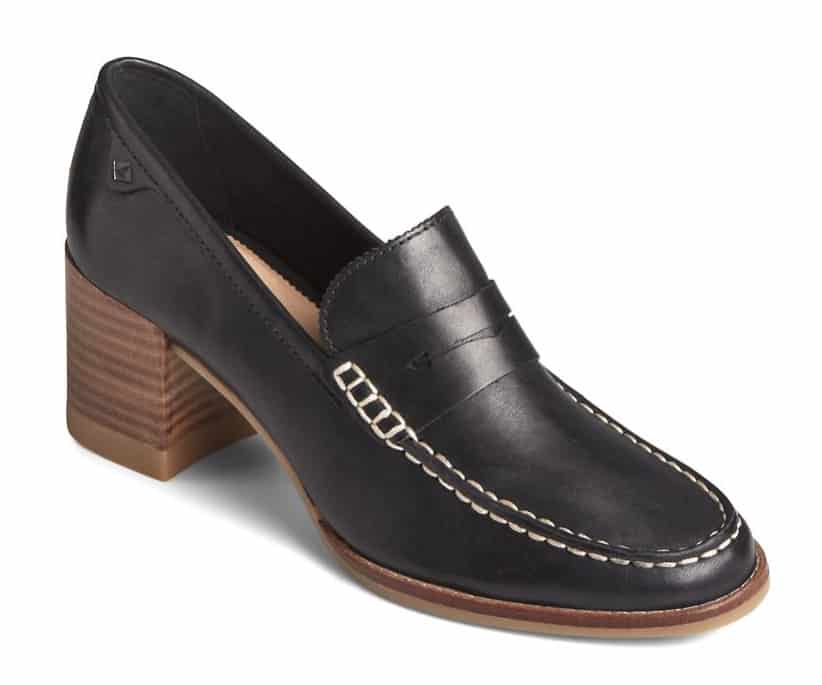 Sperry Women's Seaport Penny Heel Leather Loafer - Black