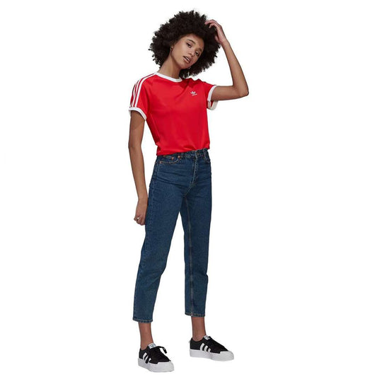 adidas Women's Essentials Slim 3-Stripes Tee i vivid red