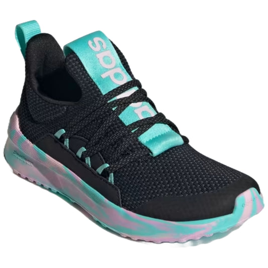 A pair of adidas Kids Lite Racer Adapt 5.0 shoes in vibrant colors with the iconic three stripes on the sides.