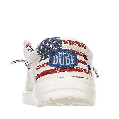 Hey Dude Wally Youth Shoes - Off White Patriotic