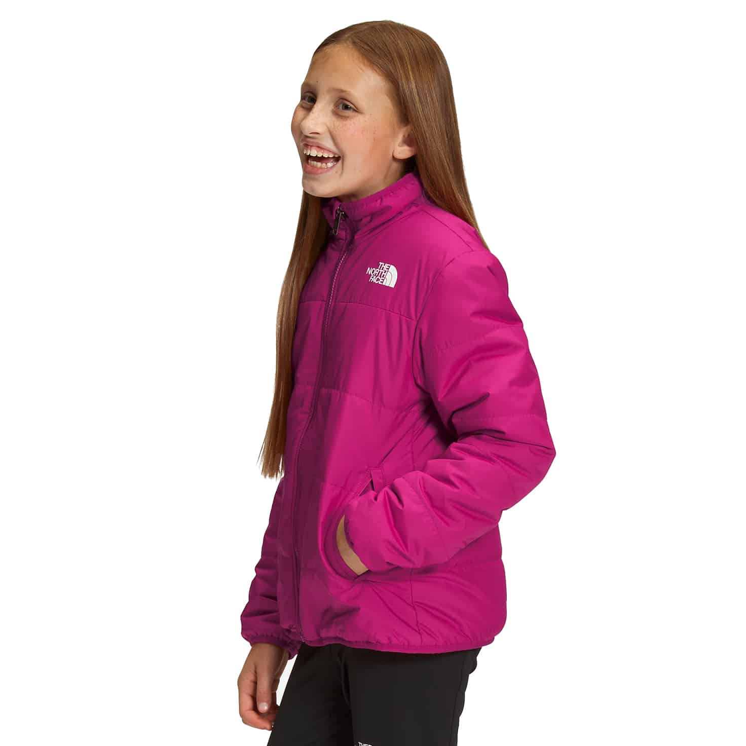 The North Face Girls' Mossbud Swirl Reversible Jacket Fuschia Pink