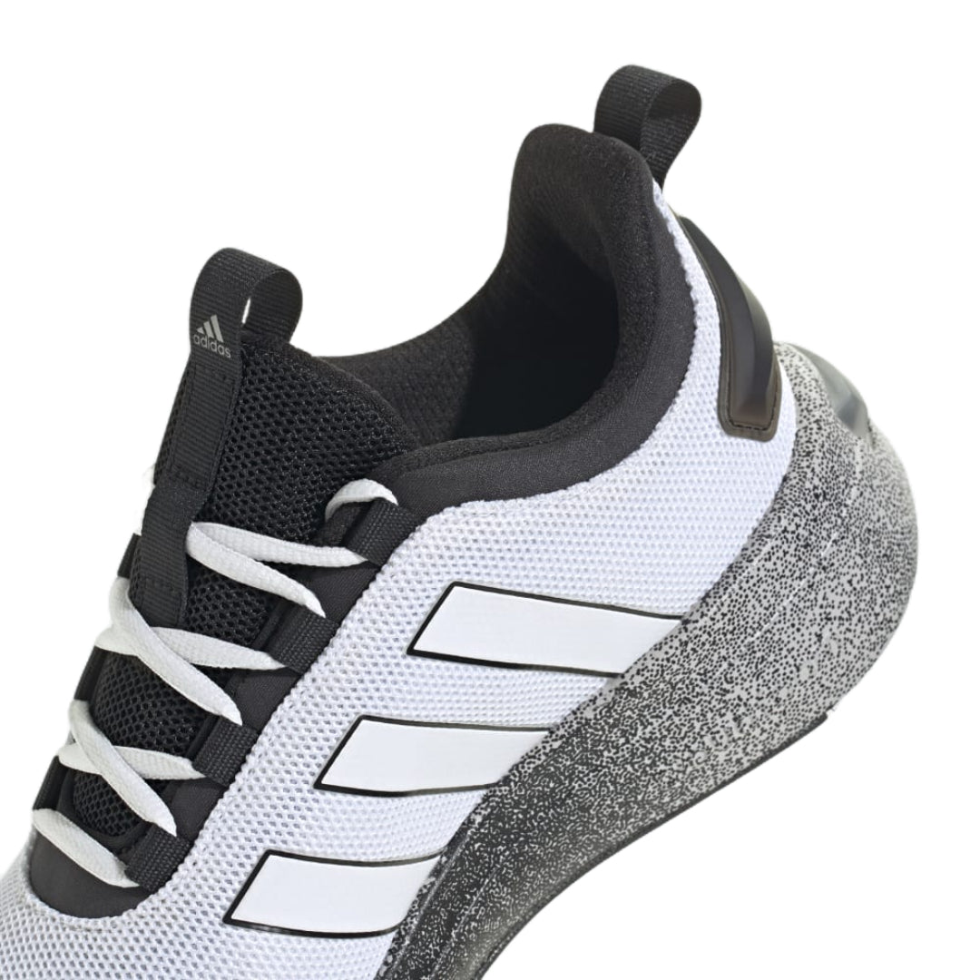 adidas Men's Racer TR23 Shoes in black with white accents, featuring a breathable mesh upper and cushioned sole for all-day comfort.