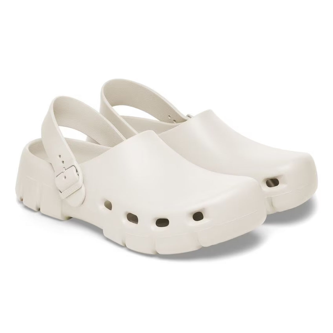 Birkenstock Birki Flow EVA clogs, lightweight, water-resistant footwear designed for comfort and durability.