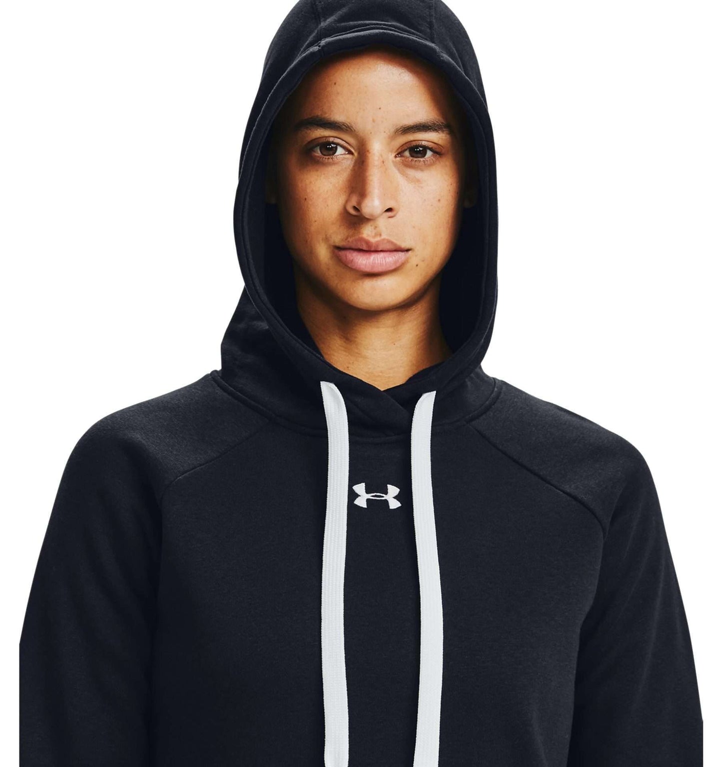 Under Armour Women's UA Rival Fleece HB Hoodie 1356317-001 Black / White
